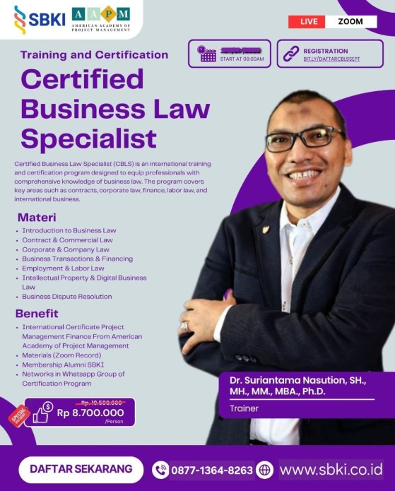 Sertifikasi CBLS Certified Business Law Specialist