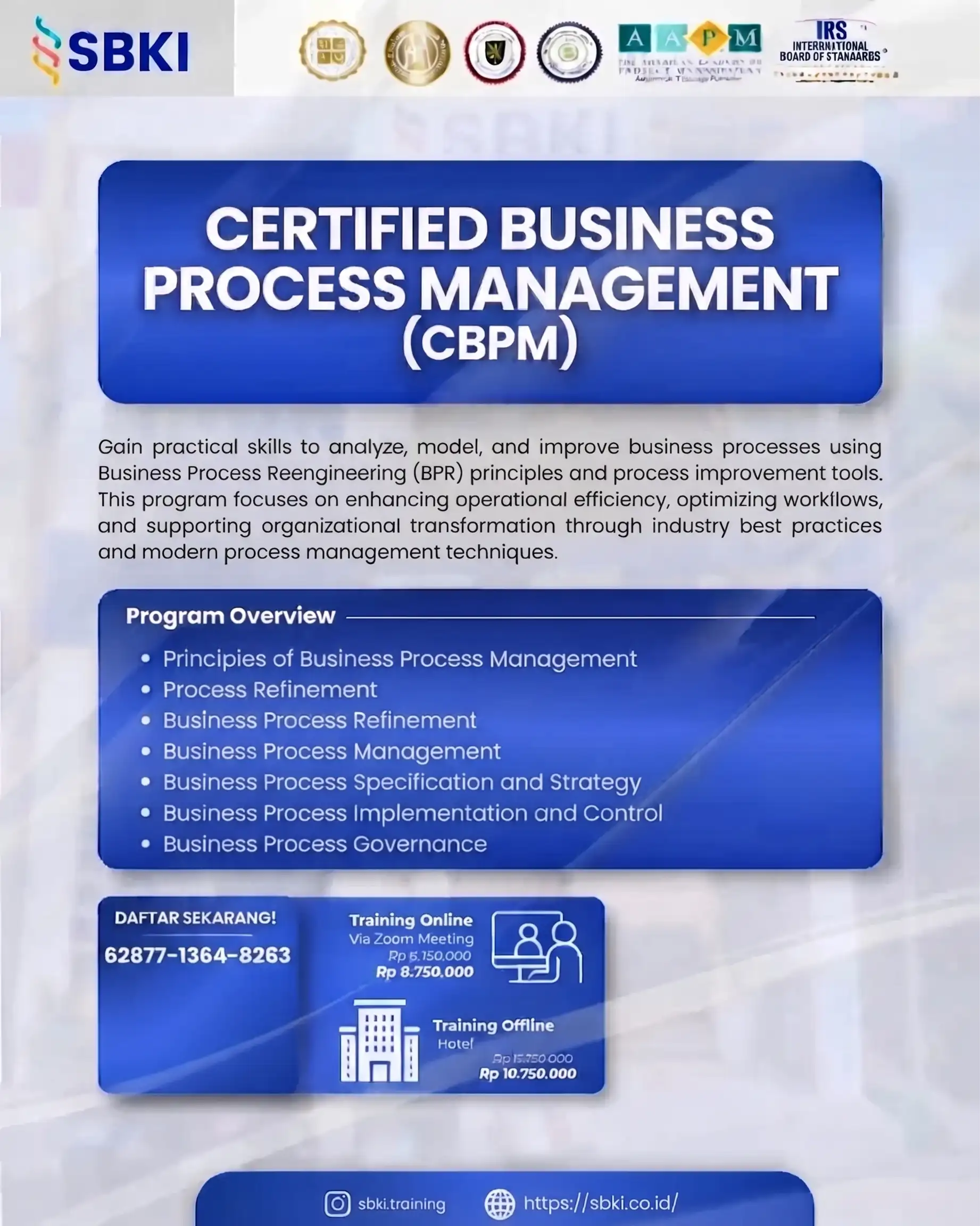 Pelatihan Sertifikasi CBPM Certified Business Process Management SBKI